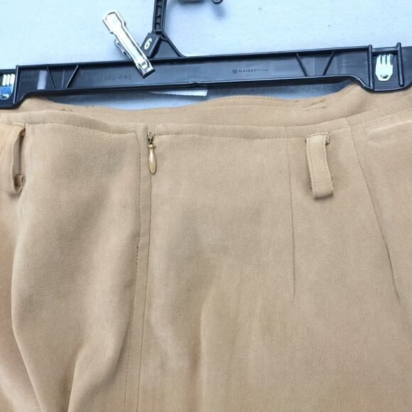 Liz Claiborne Sport Tan Faux Suede Pencil Midi Skirt Sz 12 31" W 15" Front Slit - Picture 5 of 10